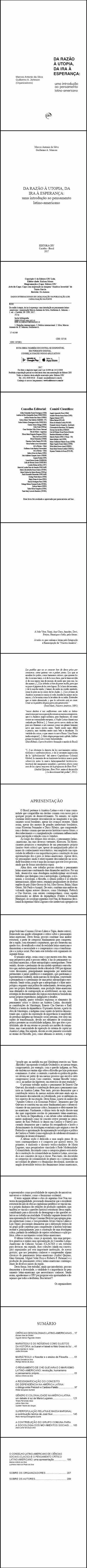 DA RAZÃO À UTOPIA, DA IRA À ESPERANÇA:<br> uma introdução ao pensamento latino-americano